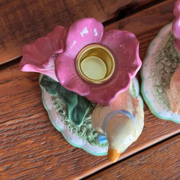 Vintage Easter Duck & Bunny Ceramic Candle Holders Spring Home Decor Set Cute - Picture 10 of 10